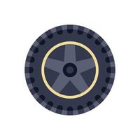 Black tire with rim showing four lug nuts isolated on white background vector