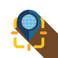 Global positioning system showing location on digital map with world icon vector