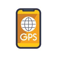 Smartphone showing gps navigation app with world icon vector