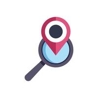 Magnifying glass focusing on a location pin point vector