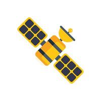 Space satellite orbiting earth transmitting signals vector