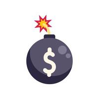 Lit bomb with burning fuse symbolizing financial crisis vector