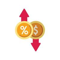 Interest rate increasing while currency value decreasing vector