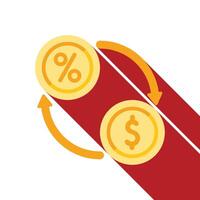 Currency exchange showing rate converting percentage to us dollars with arrows exchanging between vector