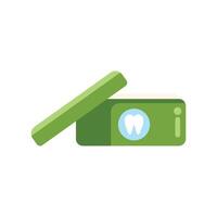 Green dental floss box being opened with tooth symbol vector