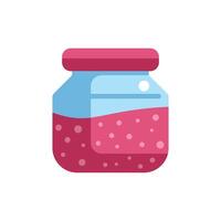 Glass jar filled with strawberry jam with bubbles inside vector
