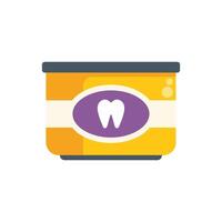 Yellow toothpaste container with purple label showing healthy white tooth vector