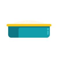 Blue rectangular inflatable sandbox filled with sand for children playing on a white background vector