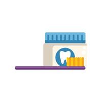 Toothpaste tube lying near toothbrush on shelf vector