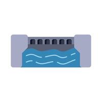 Hydroelectric dam generating clean energy from river water flowing vector