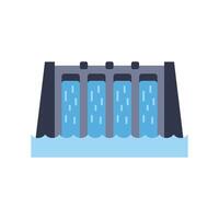 Hydroelectric dam generating renewable energy from water flowing through gates vector