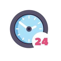 Clock face showing 24 hours open around the clock vector