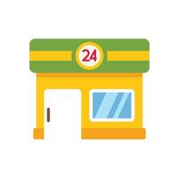 Small business storefront exterior open 24 hours a day vector