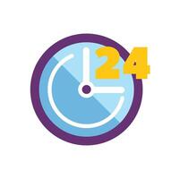 Clock showing 24 hours open around the clock concept vector