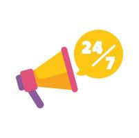 Megaphone announcing 247 availability and support service vector