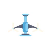 Futuristic blue drone hovering with three propellers for air delivery vector