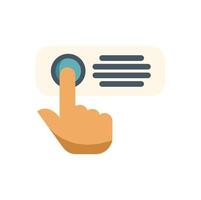 Hand pressing round button with finger icon vector
