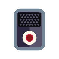 Voice recorder device recording audio with red button vector