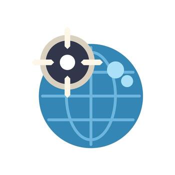 Global targeting marketing strategy with a scope over earth globe vector