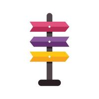 Blank colorful directional signpost pointing in three directions vector
