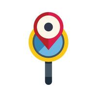 Magnifying glass pointing location with gps pin icon vector