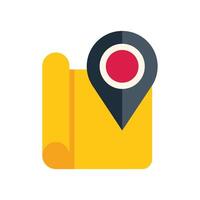 Location pin showing destination point on folded paper map vector