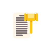 Judge gavel striking document legal decision icon vector