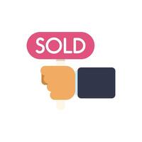 Hand holding sold sign showing house or car purchase vector