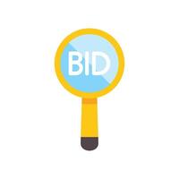 Magnifying glass showing bid word representing online auction and ecommerce vector
