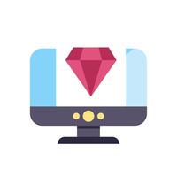 Computer showing a big red diamond on screen vector