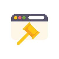 Online auction with judge gavel striking website browser window vector
