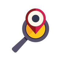 Magnifying glass searching location pin point icon vector