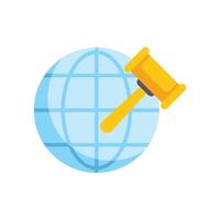 Judge gavel hitting earth globe symbolizing international law and justice vector