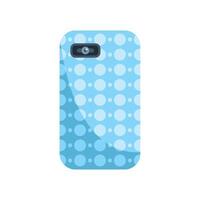 Blue smartphone case with white dots pattern showing camera lens vector