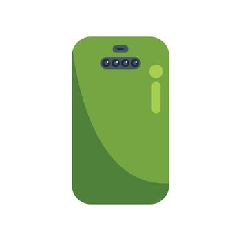 Green smartphone showing back side with cameras and button vector