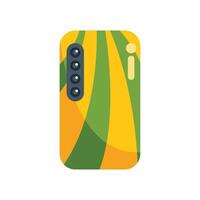 Smartphone showing green and yellow field pattern on back cover vector