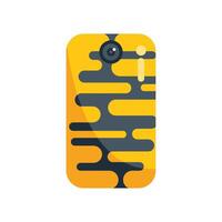 Yellow smartphone showing abstract zebra pattern design vector