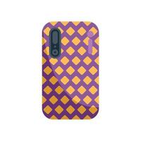 Purple phone case with geometric pattern protecting smartphone vector