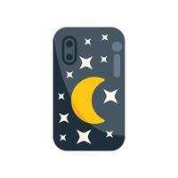 Smartphone showing night sky with moon and stars on phone case vector