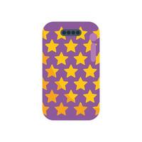 Purple phone case with yellow stars showing rating and feedback vector