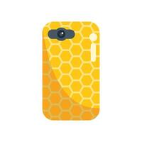 Yellow phone case with honeycomb pattern protecting smartphone vector