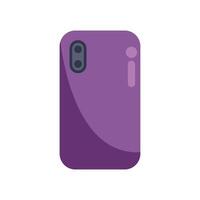 Back view of smartphone with double camera showing purple case design vector