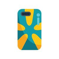 Smartphone wearing turquoise case decorated with yellow starburst pattern vector