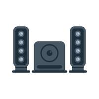 Music system playing loud music with subwoofer and two speakers vector