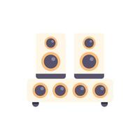 Audio system with speakers and subwoofer for music playing vector