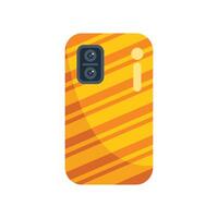 Back view of yellow striped smartphone with camera lens showing vector