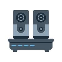 Home sound system playing music with two speakers and subwoofer vector