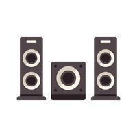 Acoustic system with two speakers and subwoofer playing loud music vector