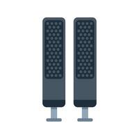 Pair of loudspeakers standing on the floor playing music vector