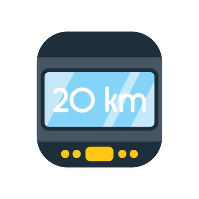 Fitness tracker displaying distance in kilometers icon